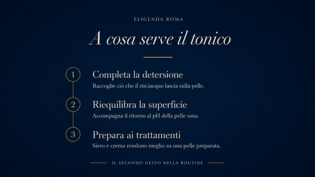 Le tre funzioni del tonico viso: completa la detersione, riequilibra la superficie, prepara ai trattamenti